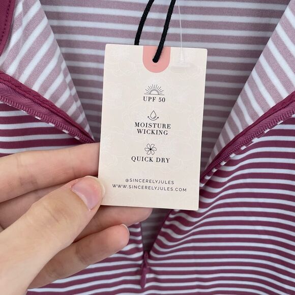 Sincerely Jules Woman's Pink Active Wear Sleeveless Polo Striped Golf Top xsmall - Picture 5 of 6